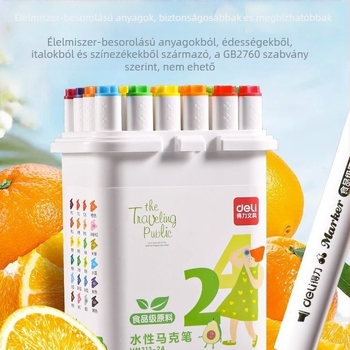 Deli élelmiszer-minőségű marker toll gyerekeknek, dupla fejű, mosható, víz alapú, nem toxikus