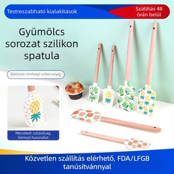 Sütéshez szilikon spatula fa nyéllel (Márka HY; Anyag: szilikon; Alkalmas krémekhez és mázakhoz)
