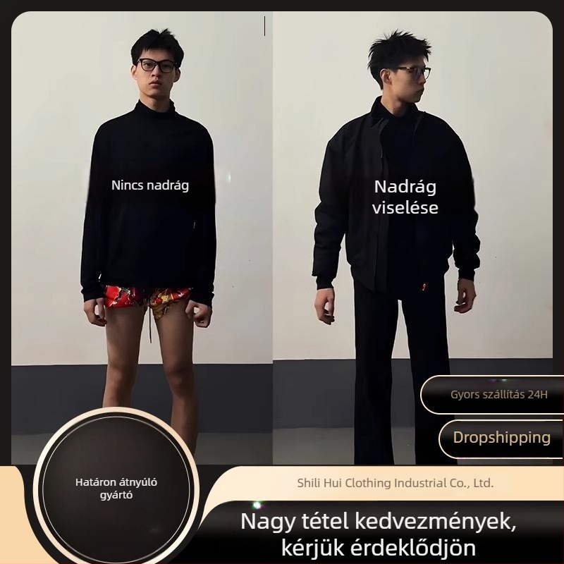 Férfiaknak magas derékú nadrág, 517 modell, lazított szabás, pamut-poliészter keverék, mikroelasztikusság