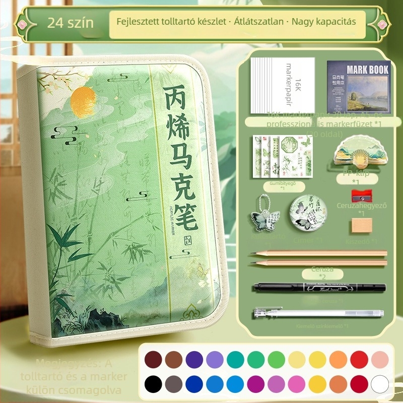 Chalk Time kínai stílusú akvarell toll és akril marker, puha heggyel, egymásra tehető, általános iskolás diákok számára