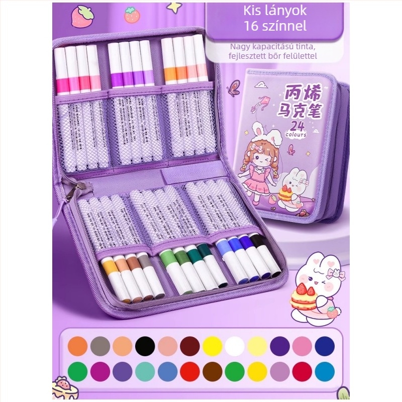 Chalk Time kínai stílusú akvarell toll és akril marker, puha heggyel, egymásra tehető, általános iskolás diákok számára