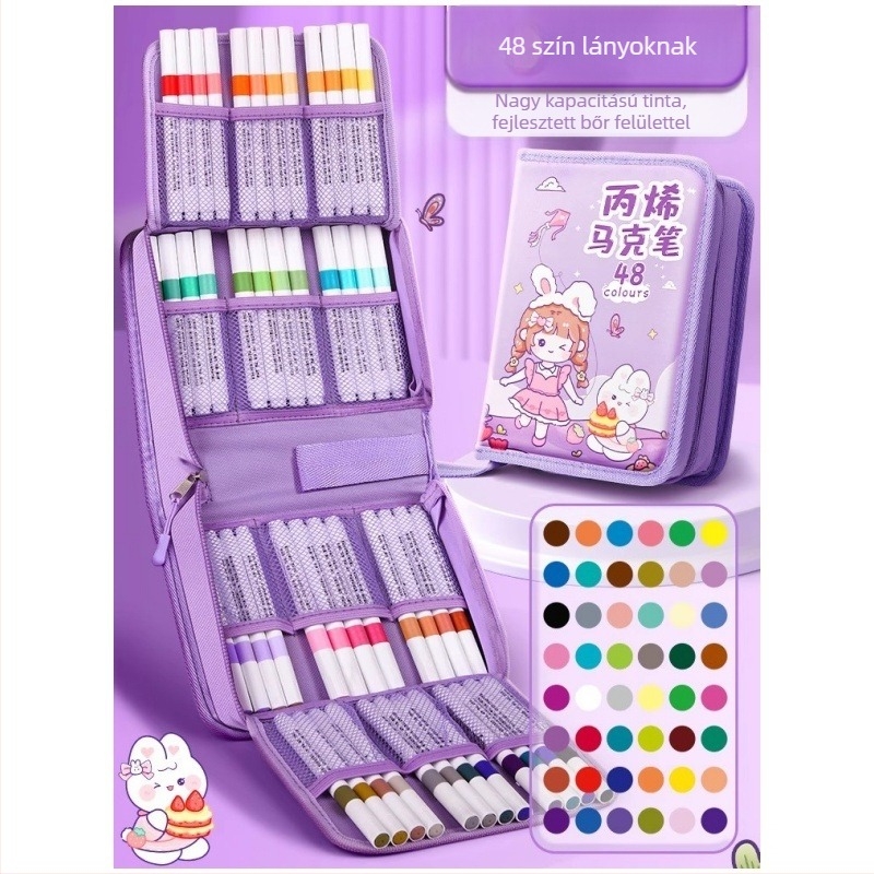 Chalk Time kínai stílusú akvarell toll és akril marker, puha heggyel, egymásra tehető, általános iskolás diákok számára