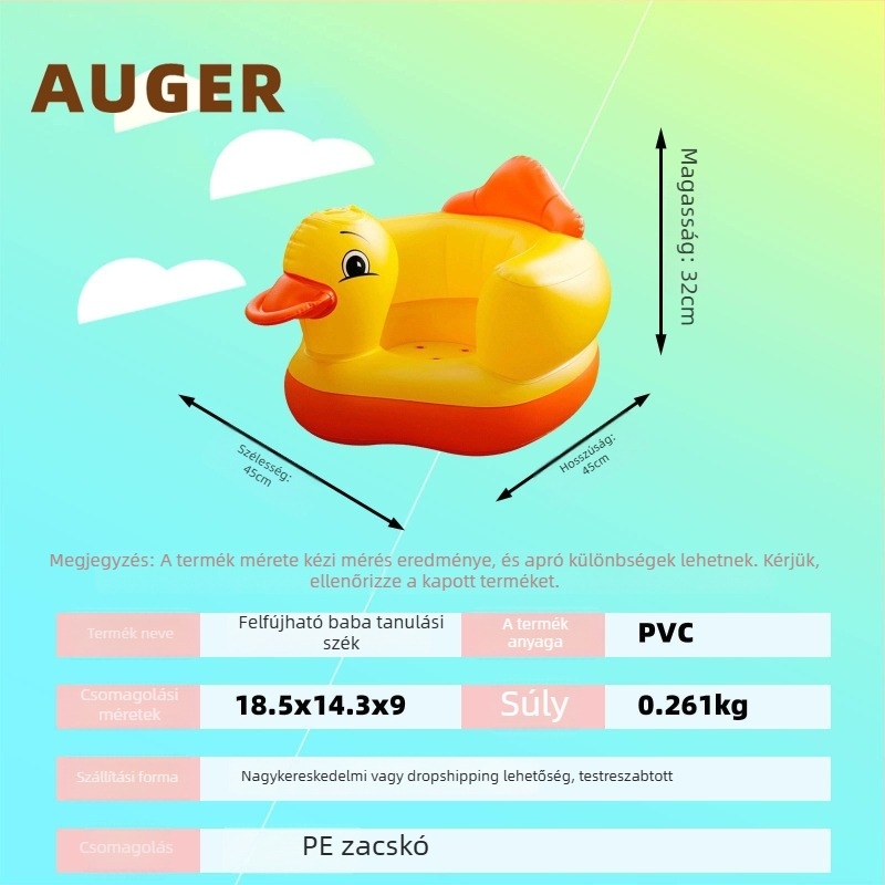 Baba felfújható tanulóülés – PVC, zenei funkció, kacsa minta (0-3 év) HAR TIGER