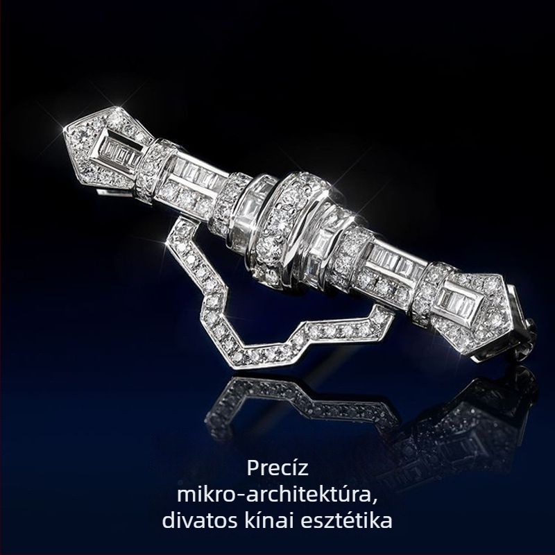 Réz brooch hullámos és U-alakú dizájn, elektroplatált, INS-stílusú, uniszex kiegészítő