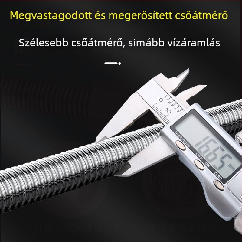 304 rozsdamentes acélból készült hajlított vízbevezető tömlő, hegesztett csőmodell, menetes csatlakozás, 1,6 MPa, 100°C, a meleg és hideg víz és WC ellátásához