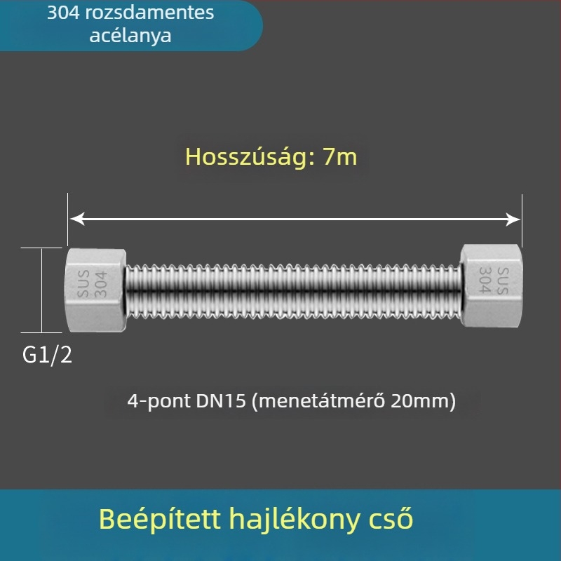 304 rozsdamentes acélból készült hajlított vízbevezető tömlő, hegesztett csőmodell, menetes csatlakozás, 1,6 MPa, 100°C, a meleg és hideg víz és WC ellátásához