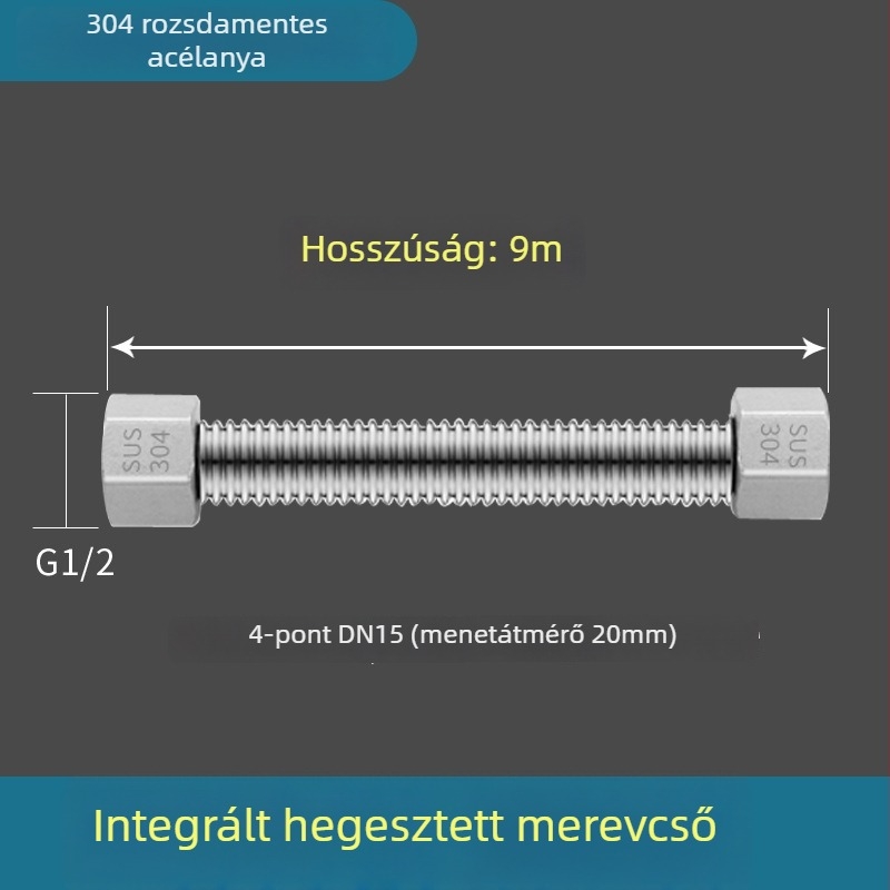 304 rozsdamentes acélból készült hajlított vízbevezető tömlő, hegesztett csőmodell, menetes csatlakozás, 1,6 MPa, 100°C, a meleg és hideg víz és WC ellátásához