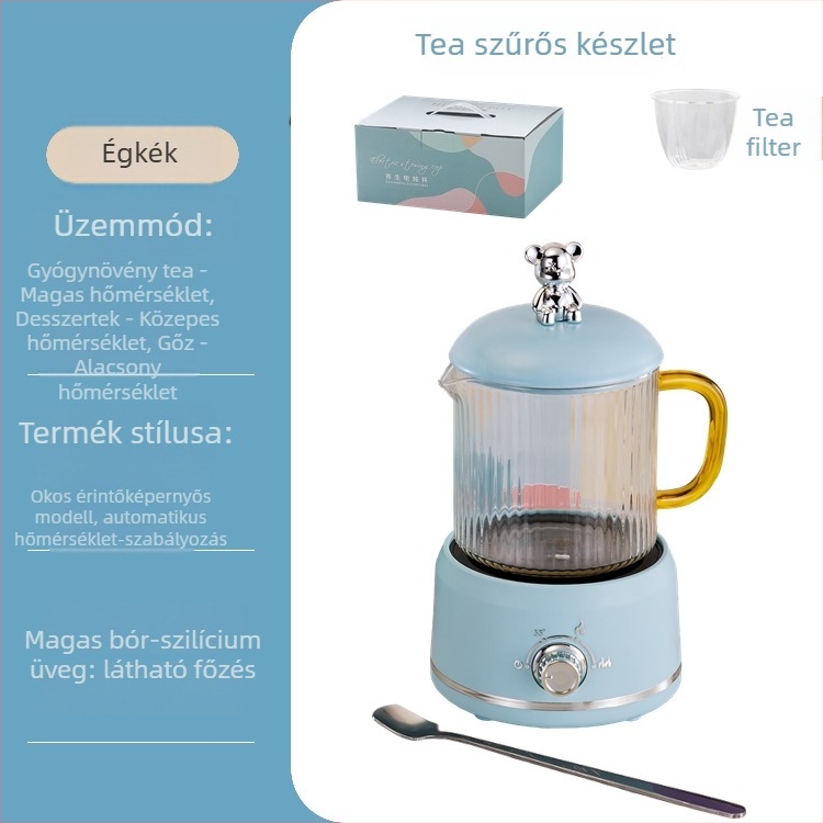 Elektronikus egészségügyi kanna boroszilikát üveggel, 650 ml, 220V, 360W, intelligens időzített kikapcsolás, elektronikus termosztát