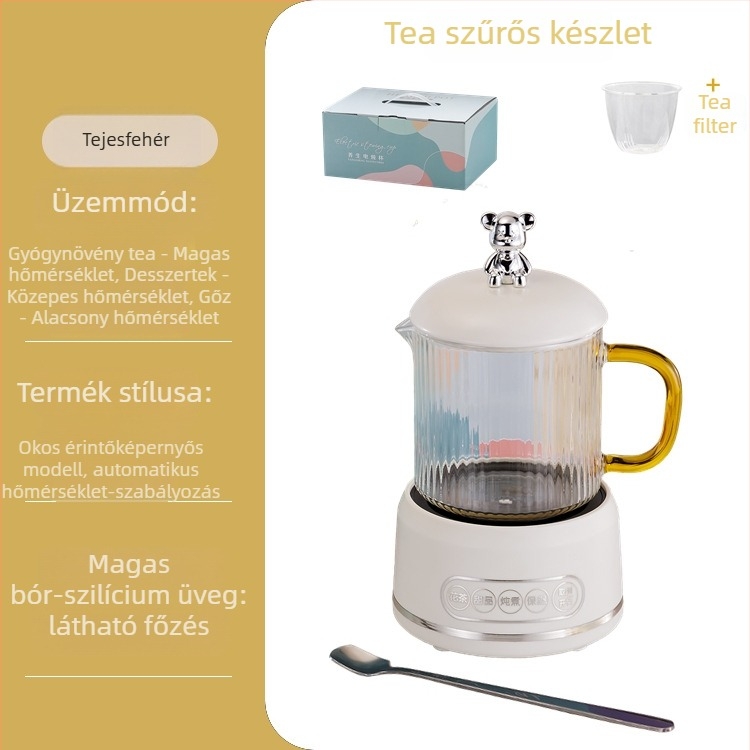 Elektronikus egészségügyi kanna boroszilikát üveggel, 650 ml, 220V, 360W, intelligens időzített kikapcsolás, elektronikus termosztát