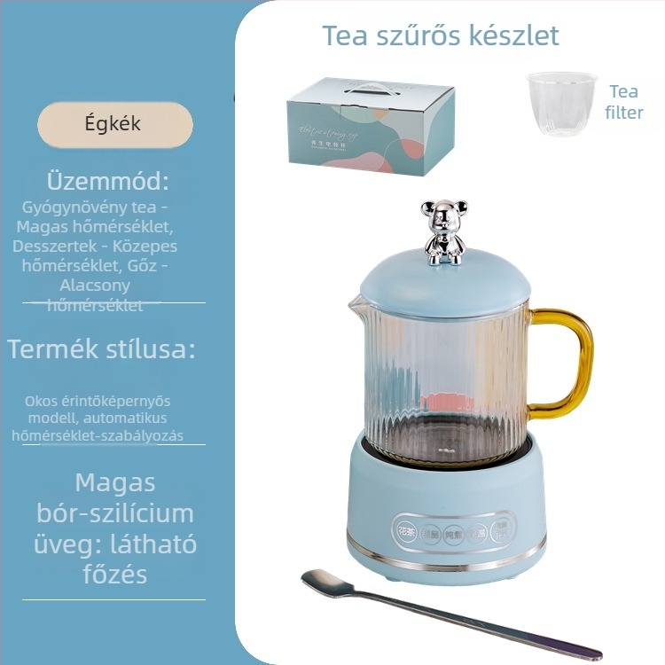 Elektronikus egészségügyi kanna boroszilikát üveggel, 650 ml, 220V, 360W, intelligens időzített kikapcsolás, elektronikus termosztát