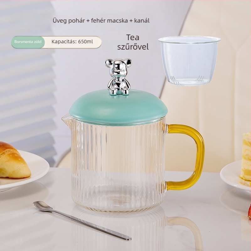 Elektronikus egészségügyi kanna boroszilikát üveggel, 650 ml, 220V, 360W, intelligens időzített kikapcsolás, elektronikus termosztát