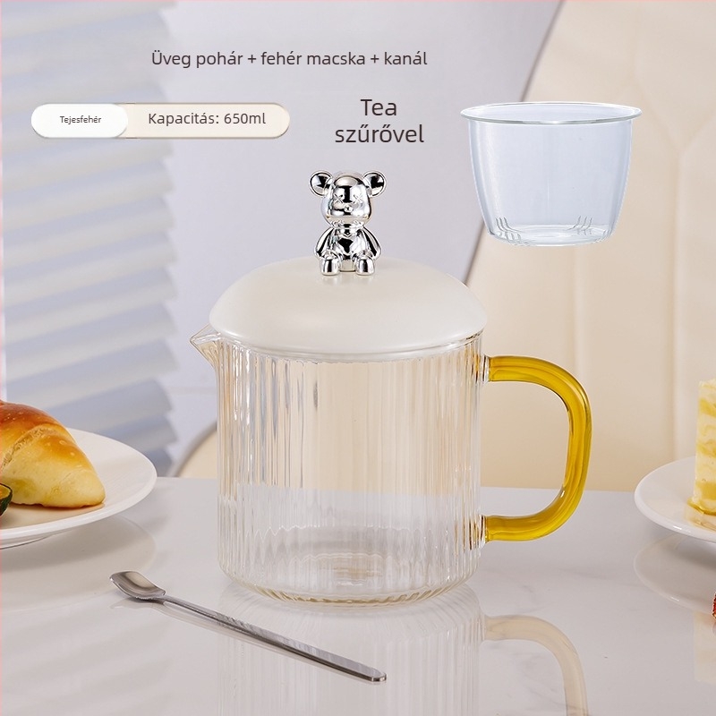 Elektronikus egészségügyi kanna boroszilikát üveggel, 650 ml, 220V, 360W, intelligens időzített kikapcsolás, elektronikus termosztát