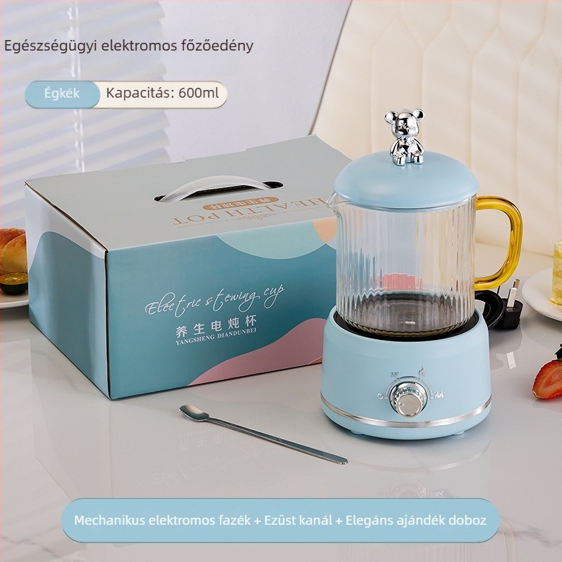 Elektronikus egészségügyi kanna boroszilikát üveggel, 650 ml, 220V, 360W, intelligens időzített kikapcsolás, elektronikus termosztát