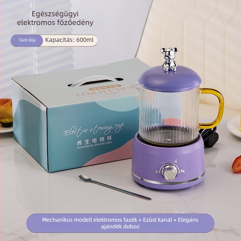 Elektronikus egészségügyi kanna boroszilikát üveggel, 650 ml, 220V, 360W, intelligens időzített kikapcsolás, elektronikus termosztát