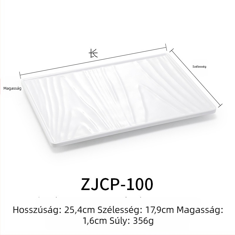 Melamin lapos, téglalap alakú tányér, japán stílusú, porcelánhatású műanyag tálca, nyugati ételekhez, testreszabható
