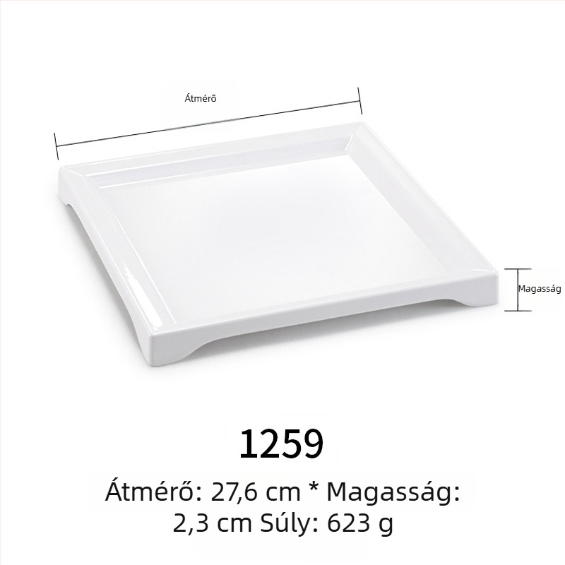 Melamin lapos, téglalap alakú tányér, japán stílusú, porcelánhatású műanyag tálca, nyugati ételekhez, testreszabható