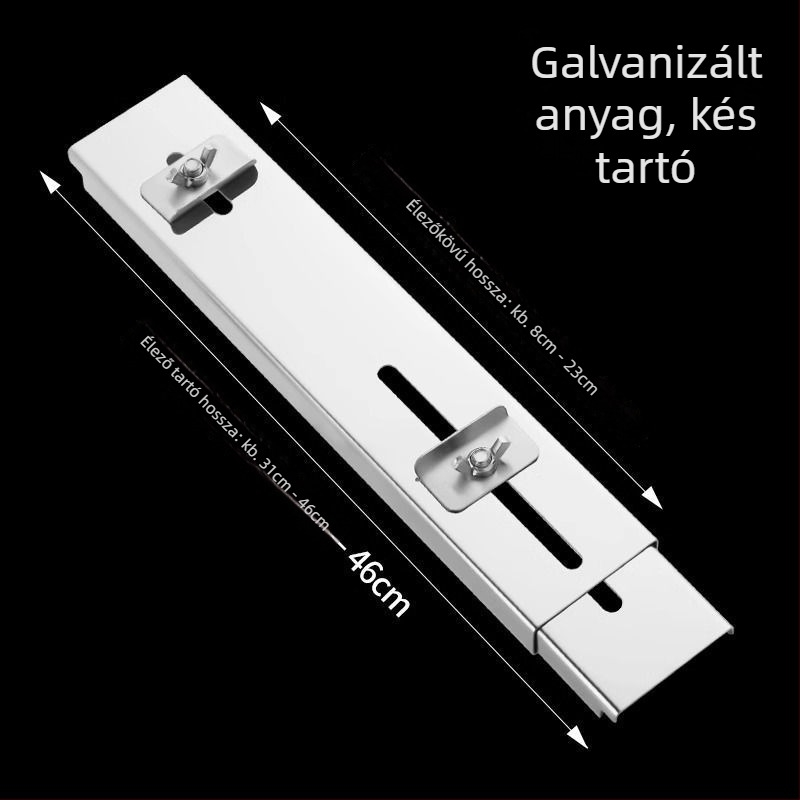 Rozsdamentes acélból készült késélező állvány, alapként szolgáló élező kővel, állítható, fix, extravastag konstrukció