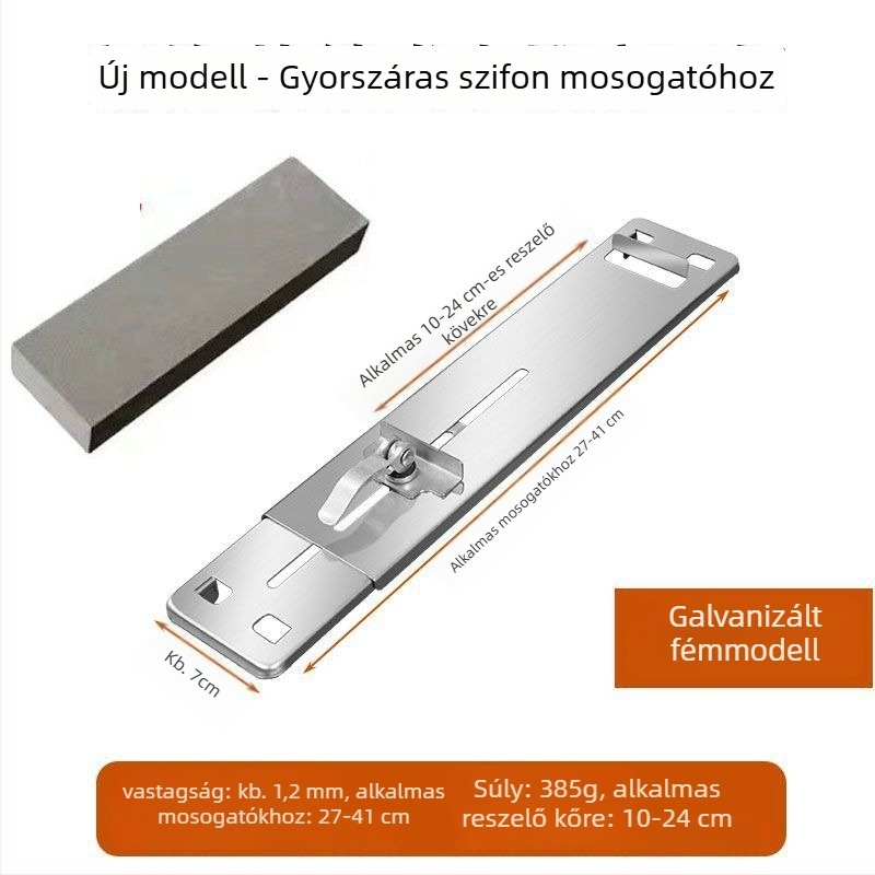 Rozsdamentes acélból készült késélező állvány, alapként szolgáló élező kővel, állítható, fix, extravastag konstrukció