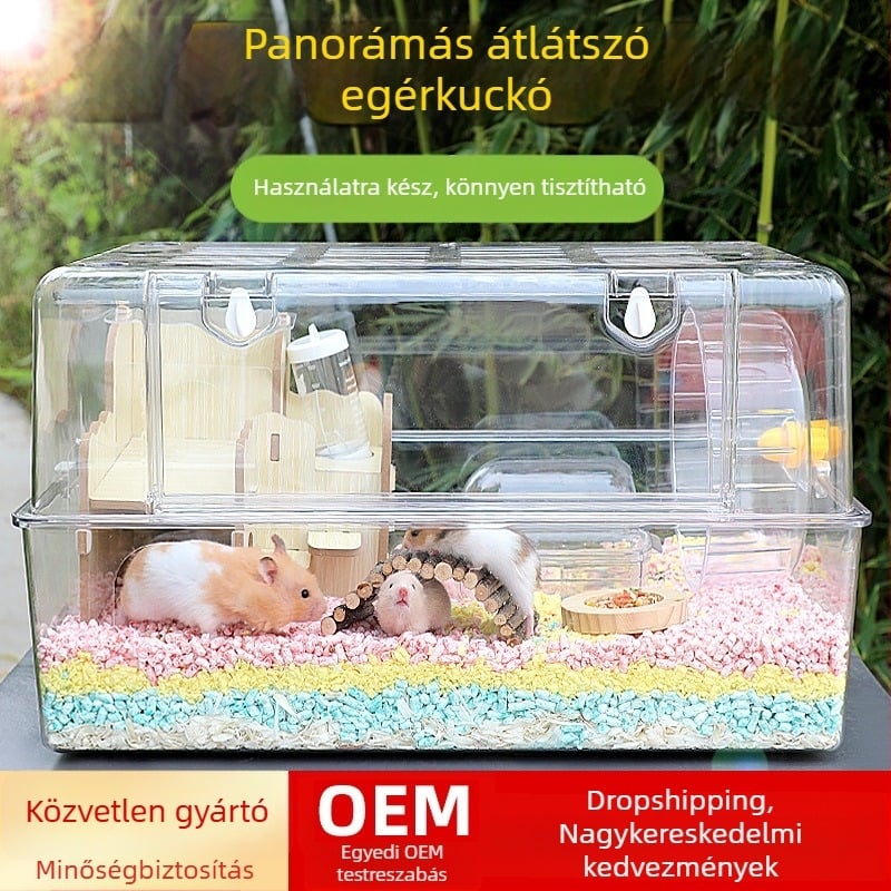 Átlátszó műanyag hörcsögketrec hörcsögök számára