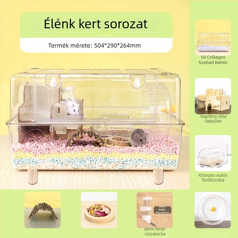 Átlátszó műanyag hörcsögketrec hörcsögök számára