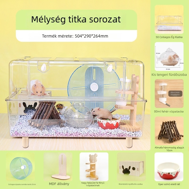 Átlátszó műanyag hörcsögketrec hörcsögök számára