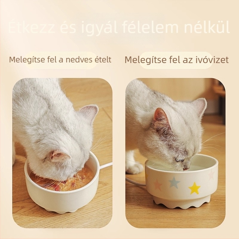 Kerámiás macska víztál állandó hőmérsékletű fűtéssel és szigetelt kialakítással