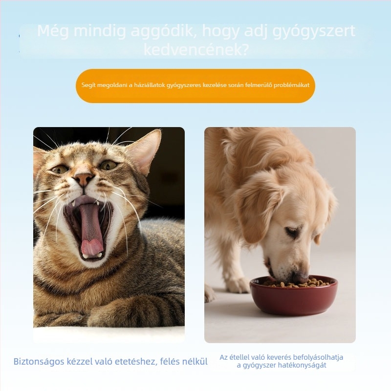 Macska gyógyszeradagoló fecskendő – műanyag eszköz szilárd és folyékony gyógyszerekhez