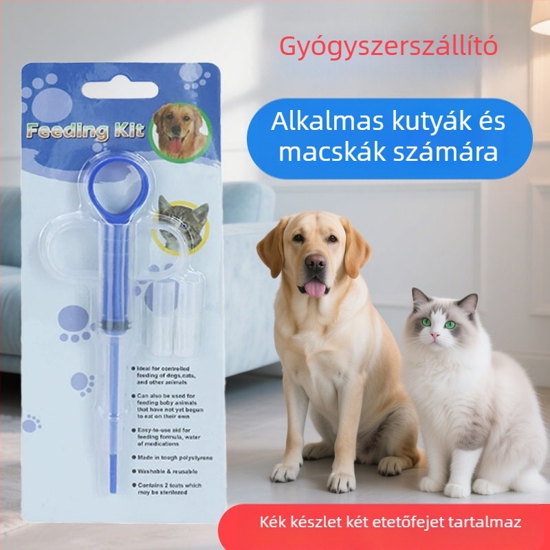 Macska gyógyszeradagoló fecskendő – műanyag eszköz szilárd és folyékony gyógyszerekhez