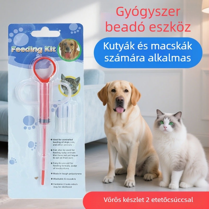 Macska gyógyszeradagoló fecskendő – műanyag eszköz szilárd és folyékony gyógyszerekhez
