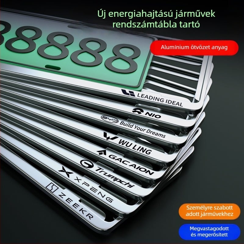 Új energia járművekhez készült rendszámtartó alumínium-magnézium ötvözetből; univerzális illeszkedés
