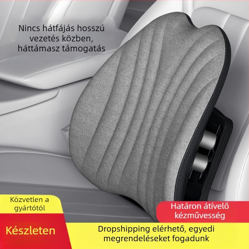 Ergonomikus ágyéktámasz párna irodai székhez és autóhoz, állítható hátsó párna hálós huzattal és poliészter töltettel