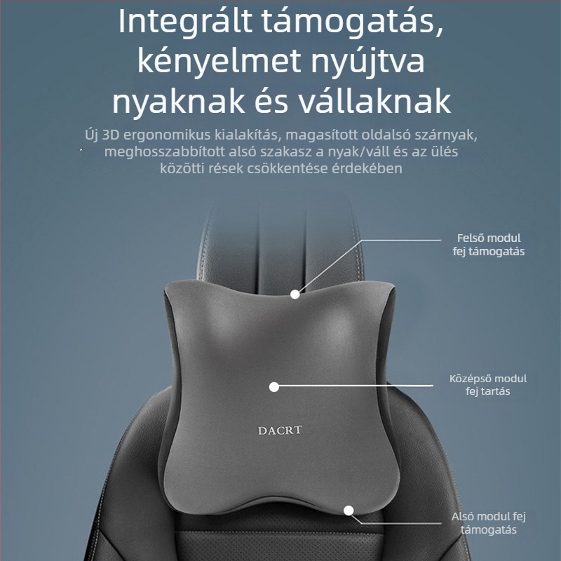 Memóriahab töltetű autós fej- és deréktámasz – nyakpárna MILK SILK huzattal, univerzális illeszkedés, minden évszakban, egyszerű dizájn