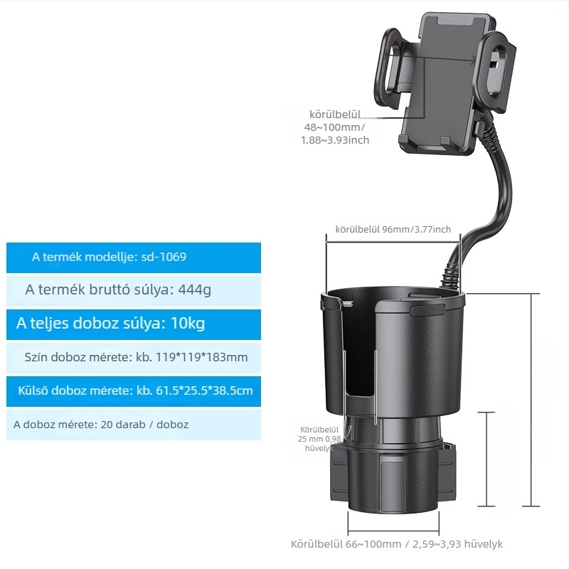 Shunwei SD-1039 Autó pohártartó tálca – ABS/PC, Eredeti pohártartóval kompatibil, Testreszabható