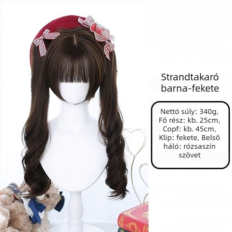 Női paróka, természetes ifjúságos hatás, dupla copf, tigris szájú csipesz, római fürtök