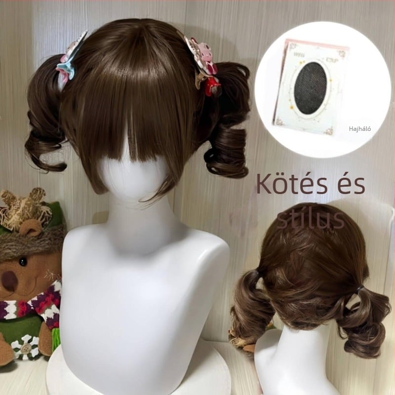 Női paróka, természetes ifjúságos hatás, dupla copf, tigris szájú csipesz, római fürtök