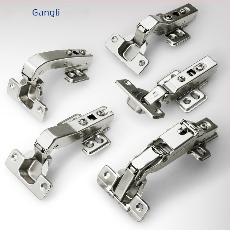 Szekrényajtó zsanér – különleges formájú, Gangli márka, hidegen hengerelt acél, réz- és nikkelezett bevonat