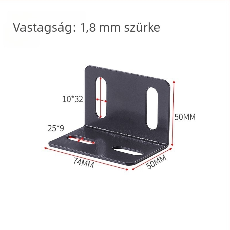Megvastított ágy sarok-tartó, bal és jobb oldal, háromoldali rögzítés, 90°-os szög
