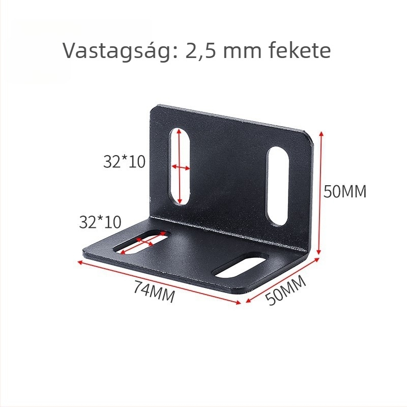 Megvastított ágy sarok-tartó, bal és jobb oldal, háromoldali rögzítés, 90°-os szög