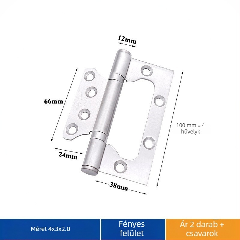 Rozsdamentes acél ajtópánt – Asabie, modern minimális stílus, elektroplatolt felület