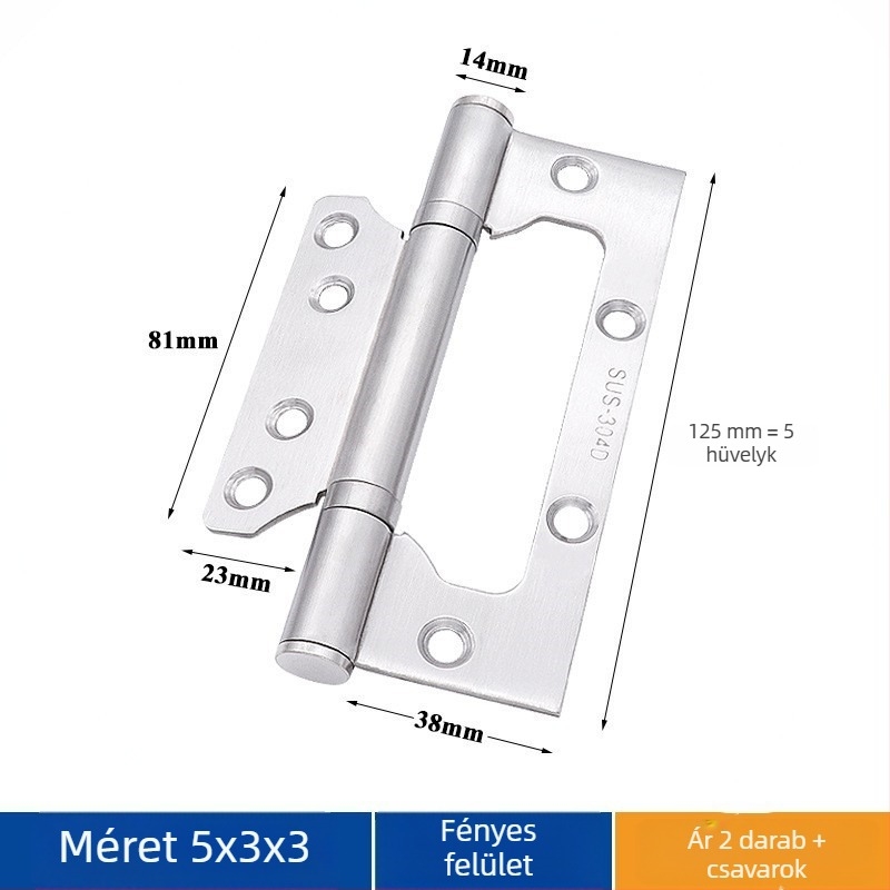 Rozsdamentes acél ajtópánt – Asabie, modern minimális stílus, elektroplatolt felület