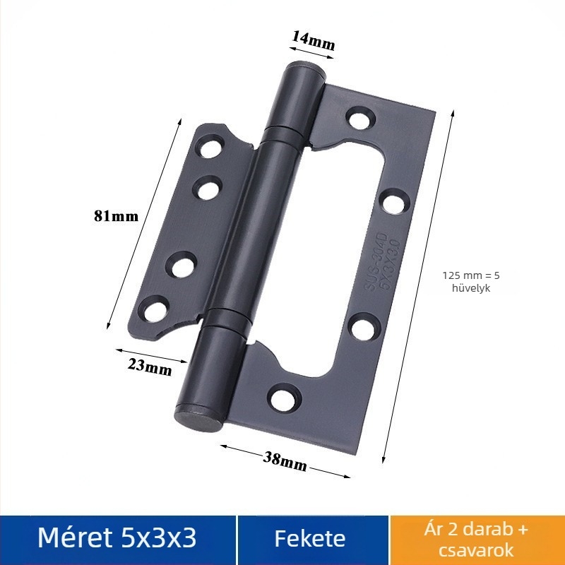 Rozsdamentes acél ajtópánt – Asabie, modern minimális stílus, elektroplatolt felület