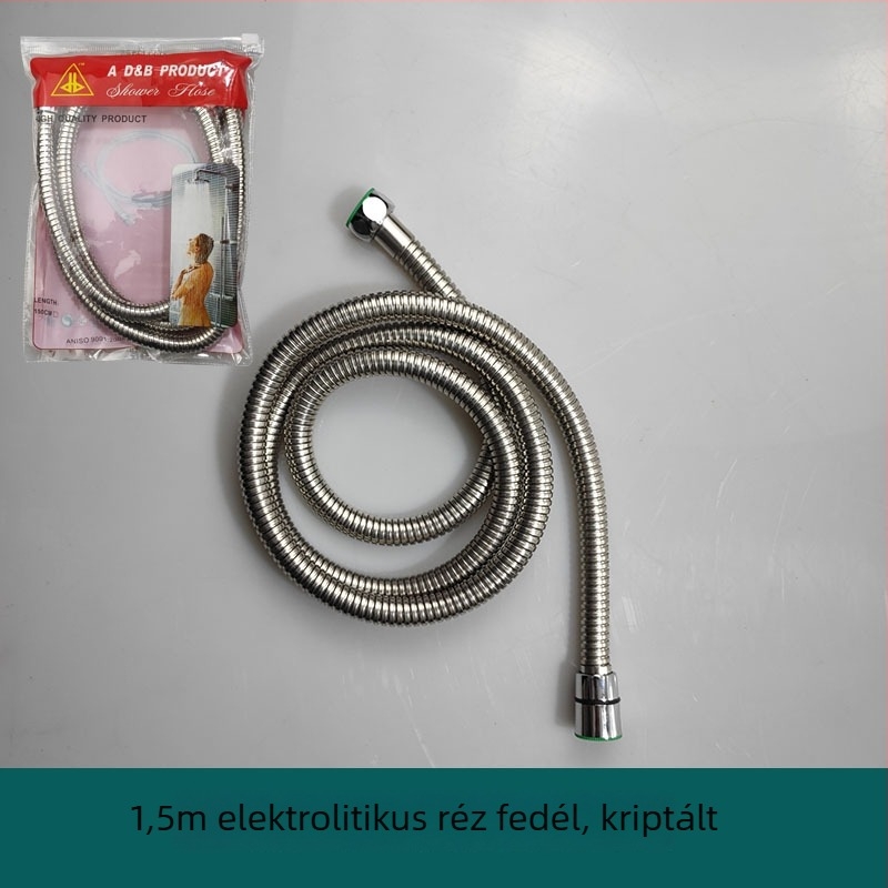 Rozsdamentes acél ötvözetéből készült zuhanycső rézmaggal, modell Geying 0024, névleges nyomás 1.0 MPa, működési hőmérséklet 0-90°C