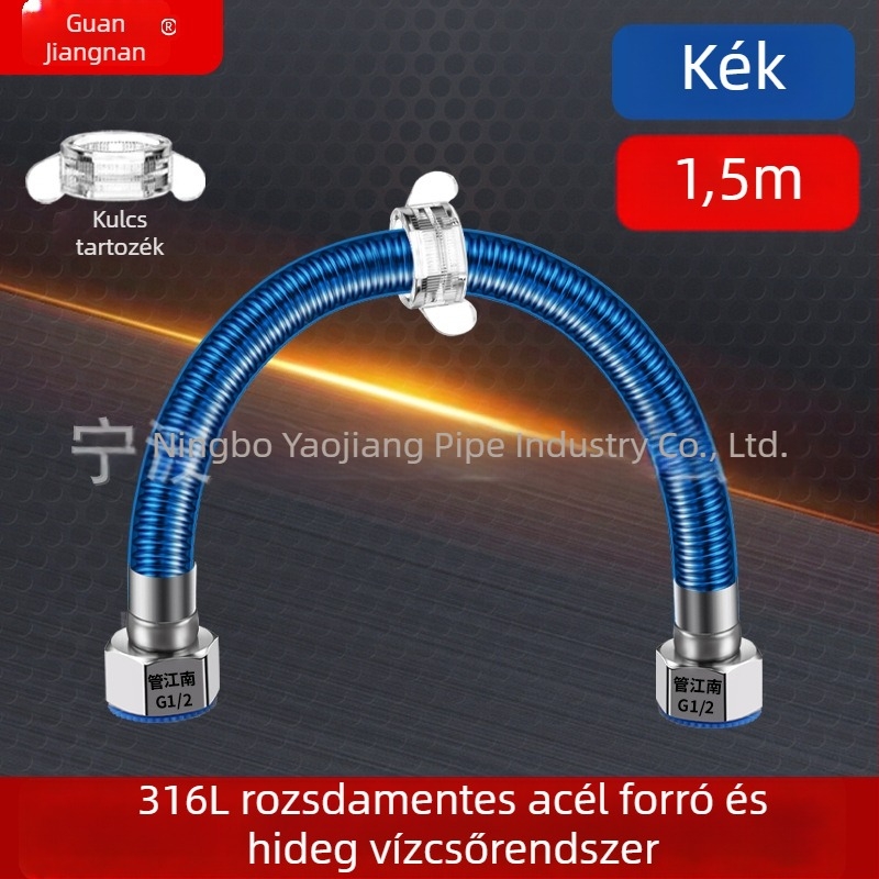 316L rozsdamentes acél gofrált tömlő vízvezetékhez — bojler bemeneti csatlakozás, meleg és hideg víz, hőmérséklet-tartomány -20°C-tól 150°C-ig
