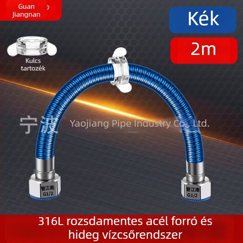 316L rozsdamentes acél gofrált tömlő vízvezetékhez — bojler bemeneti csatlakozás, meleg és hideg víz, hőmérséklet-tartomány -20°C-tól 150°C-ig