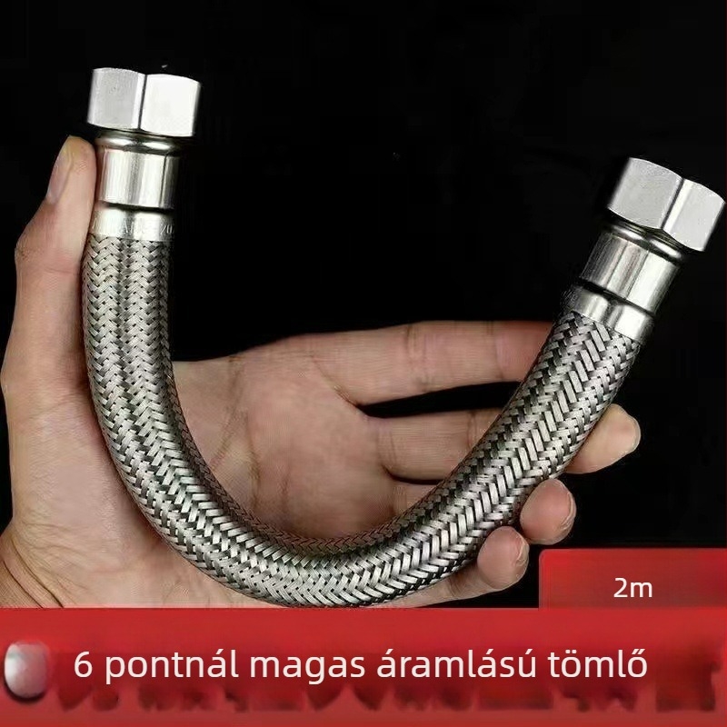 304 rozsdamentes acélból készült WC-bemeneti tömlő – kötött, nagy áramlás, spirálcsatlakozás, 0–90°C