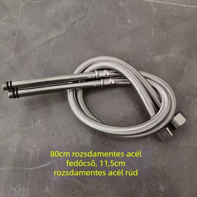 Rozsdamentes acélból font vízcső réz fejjel, forró és hideg víz beömlőhöz, WC-hez és bojlerhez csatlakoztatva, 1/2 hüvelyk