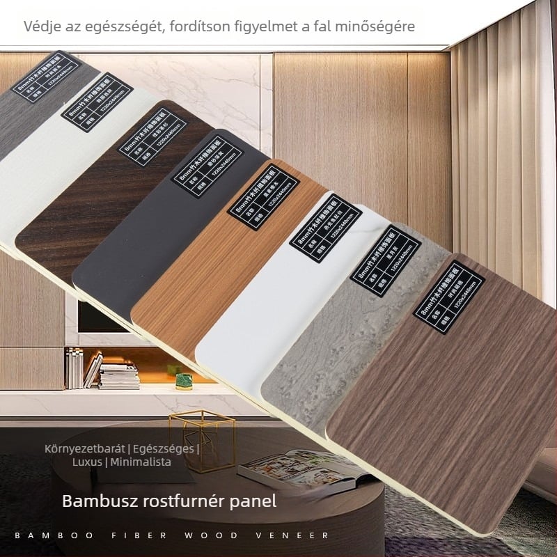 Furnér falpanel bambuszrostból és bambuszszénből, varrat nélküli háttérfal – modell Wood veneer, stílus Seamless, márka Yiming