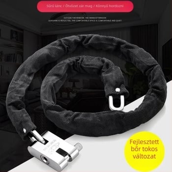 Lánczár lopás elleni és vágás elleni védelemmel, acélból, modell 698573, Guangzhou Jingli, triciklikhez, kerékpárokhoz, motorkerékpárokhoz és elektromos kerékpárokhoz, modern minimalistikus kialakítás.