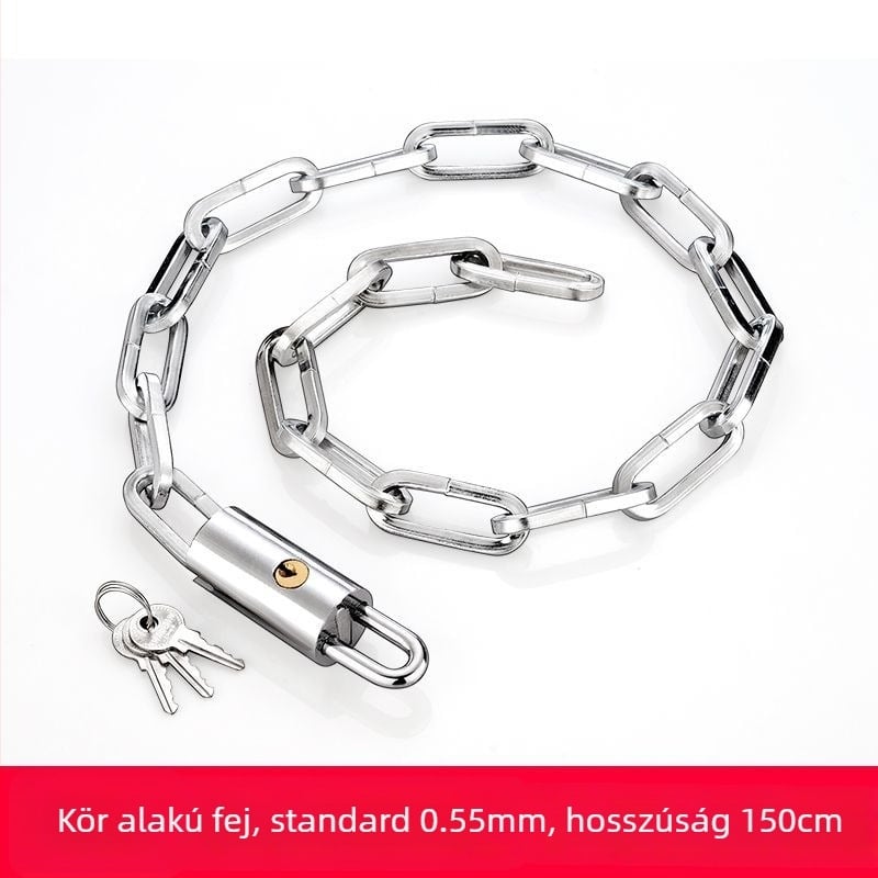 Lánczár lopás elleni és vágás elleni védelemmel, acélból, modell 698573, Guangzhou Jingli, triciklikhez, kerékpárokhoz, motorkerékpárokhoz és elektromos kerékpárokhoz, modern minimalistikus kialakítás.