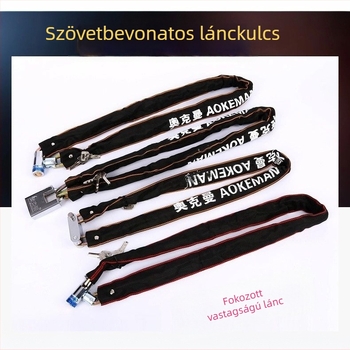 Ockman vast textile bevonat lánc zár mangán acélból, modell 5100, kerékpárhoz, motorkerékpárhoz, elektromos járművekhez és ajtózárakhoz